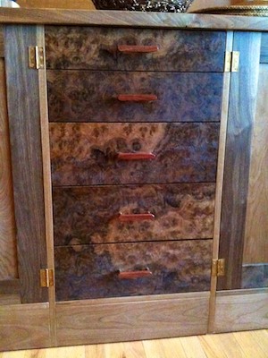 Walnut Burl drawer fronts